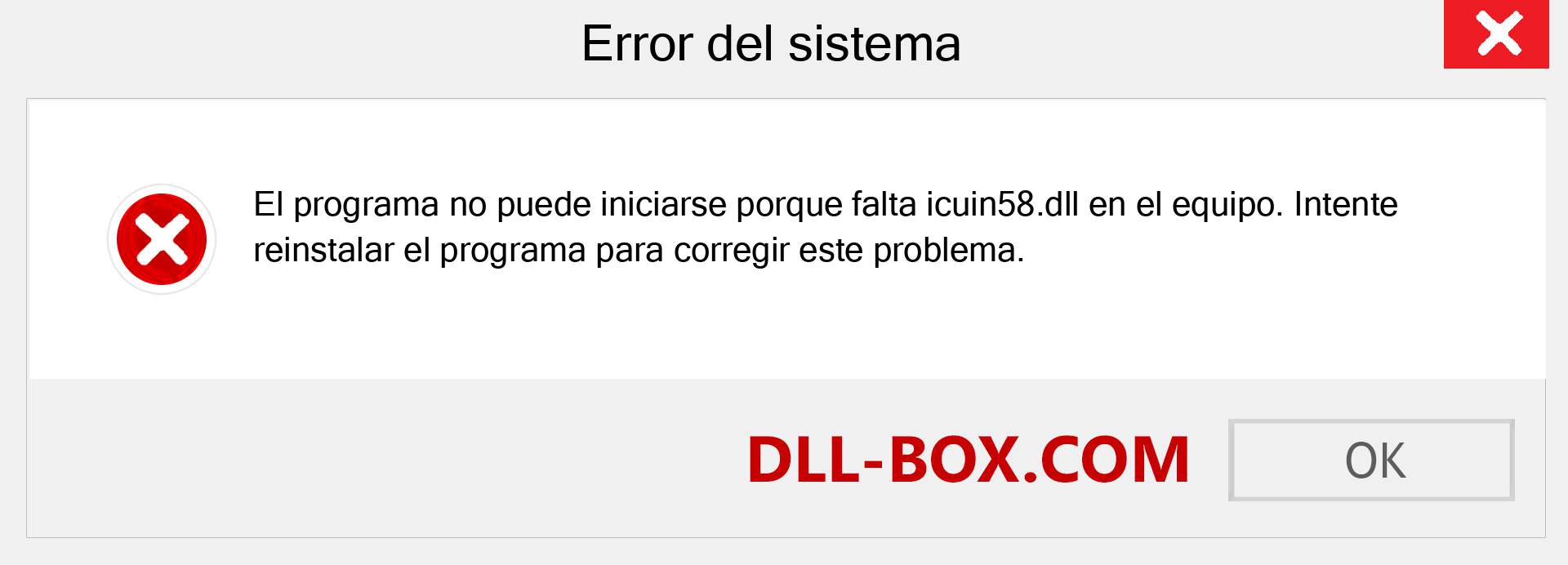 ¿Falta el archivo icuin58.dll ?. Descargar para Windows 7, 8, 10 - Corregir icuin58 dll Missing Error en Windows, fotos, imágenes